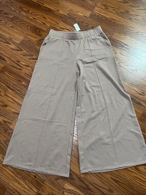 GAP Cloudlight Wide Leg Pants Taupe pintuck size small front seam NWT
